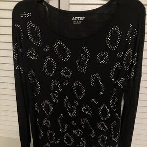 Black tunic-style top w/ silver circles